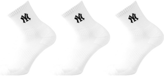 MLB 男士跑步中筒襪3雙組, 1套, 白色