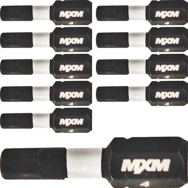 MXM TOOLS 抗衝擊單頭六角型起子頭 MB26032 25 x 4mm, 10個
