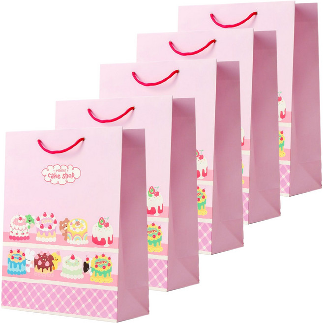 STUDIO EIGHT LINE FRIENDS minini 購物袋, 5個, 粉紅色