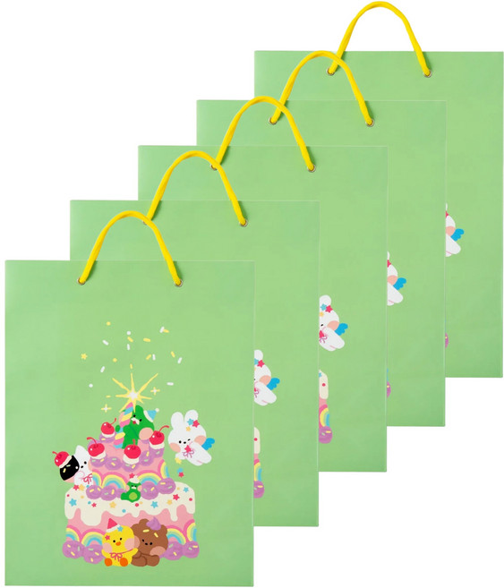 STUDIO EIGHT LINE FRIENDS minini 禮物購物袋, 綠色, 5個