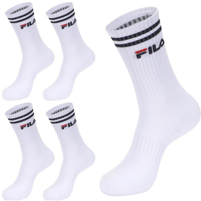 FILA 斐樂 休閒 Ringle 雙層氣墊中筒襪 5雙入