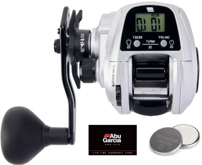 Abu Garcia Fune DLC 強力握把 MHP 測深捲線器 左手把, 1613874, 黑色 + 銀色