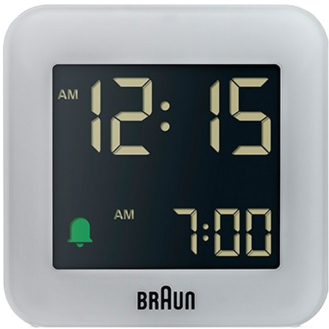 BRAUn 百靈 數位旅行漸強鬧鐘方形桌鐘, 灰色