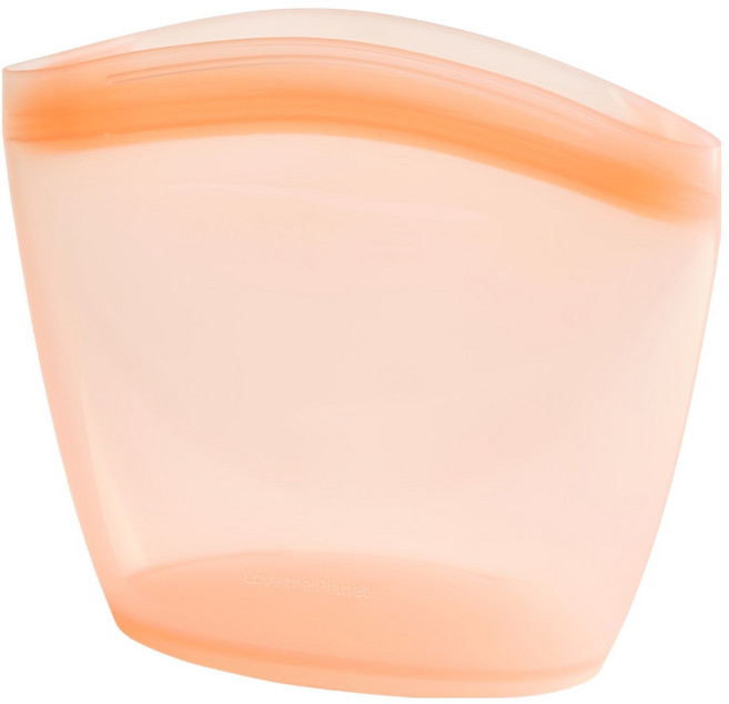 SiliPot 優質矽膠便攜式拉鍊袋 蜜桃橘, 1個, 1入