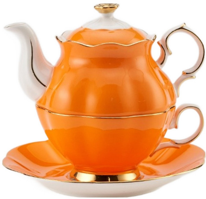 Tealogic Diana 陶瓷一人茶具組, 柿子色, 1套