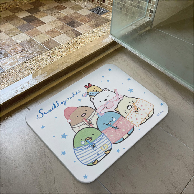 enjoylife 角落小夥伴 珪藻土吸水地墊 45 x 35 x 0.9cm 刷刷牙, 1個