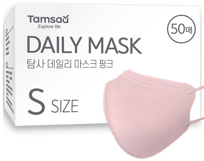 Tamsaa 日常鳥嘴型立體口罩 韓國製 S, 50片, 粉色, 1盒