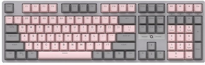 COX 可替換軸電競機械式鍵盤, Gray + Pink, 紅軸, CK580