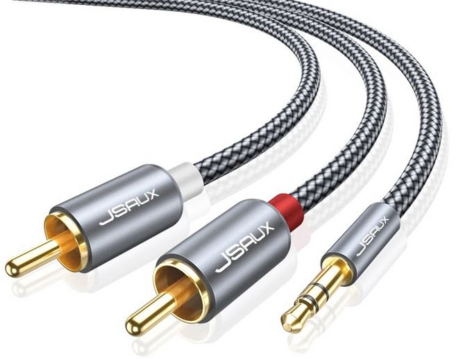 JSAUX 3.5mm AUX 轉 2RCA 音源線 3m, 1個, 混合色, CM0008