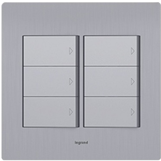 Legrand 羅格朗 Tavian Deco 鋁製6開關 Simple 銀色髮絲紋, 1個