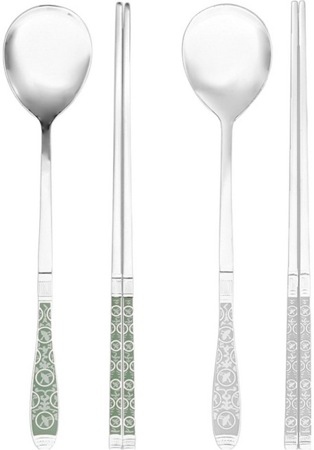 SMF 陶瓷夫妻餐具組, 青瓷 + 白瓷, 湯匙 + 筷子, 1組