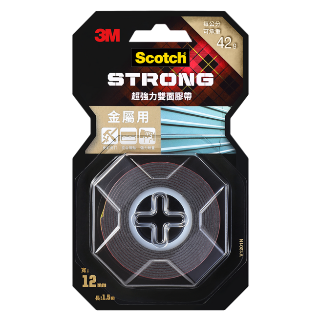 3M Scotch 超強力雙面膠帶 金屬用 42g, 1個