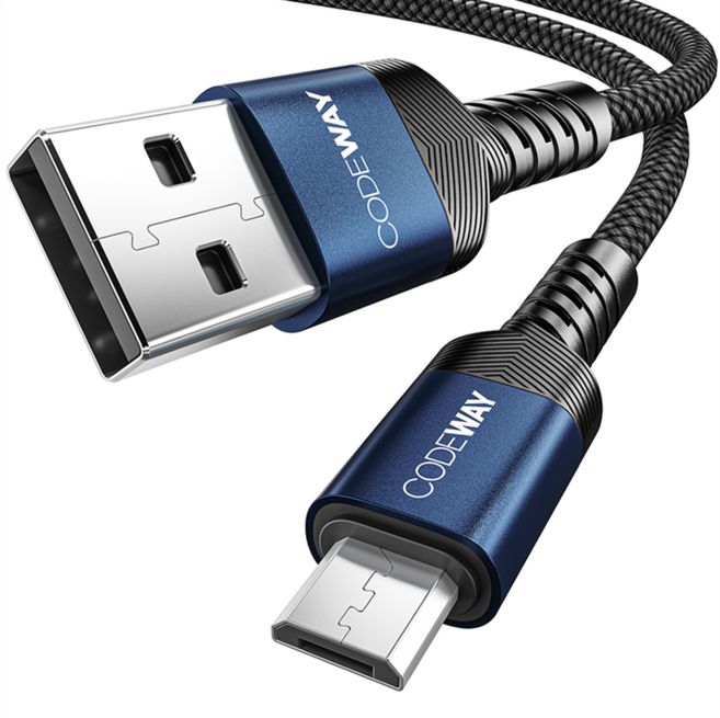 CODEWAY USB A-Micro 5pin 快速充電線, 藍色, 2m, 1條