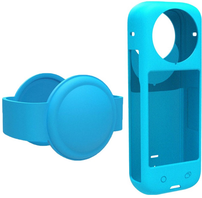 Insta360 X4 鏡頭矽膠套 + 機身矽膠套, SBO-25060827 藍色, 1組