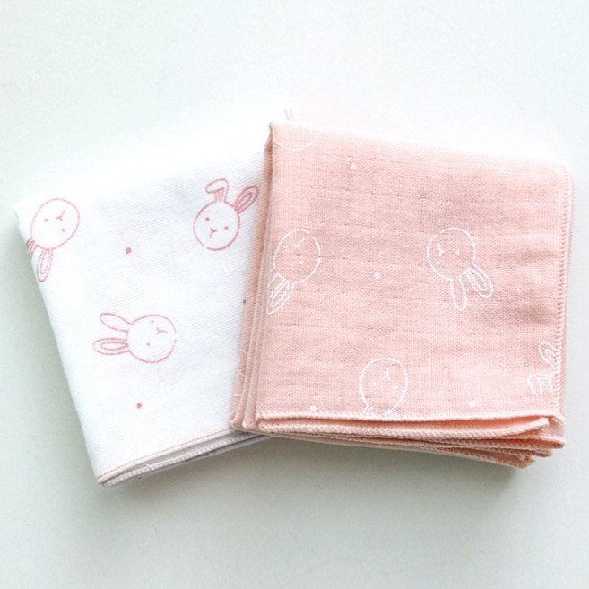 Maison Textile 幼兔純棉紗布手帕2件組