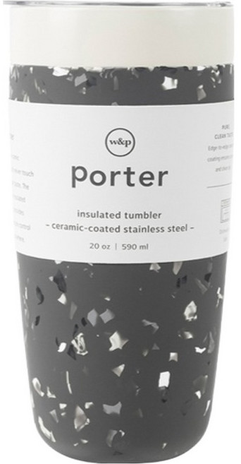 W&P 保溫保冷辦公桌隨行杯, 1個, 水磨石黑, 600ml