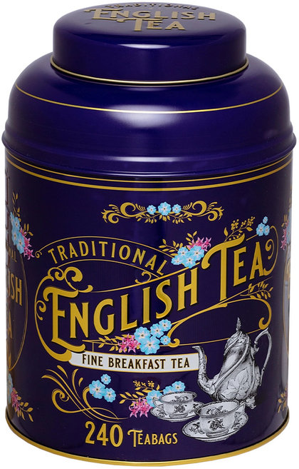 NEW ENGLISH TEAS 英式復古維多利亞豪華茶罐 混合英式早餐茶包 皇家紫, 2g, 1罐, 240包