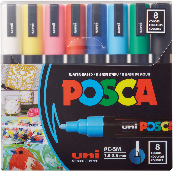 POSCA 粗字彩色麥克筆 PC-5M, 1個, 8 種顏色