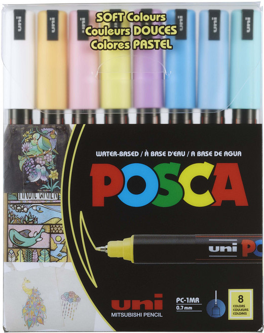 POSCA 極細字用柔和色系尖頭筆尖 PC-1MR Soft, 1個, 8色