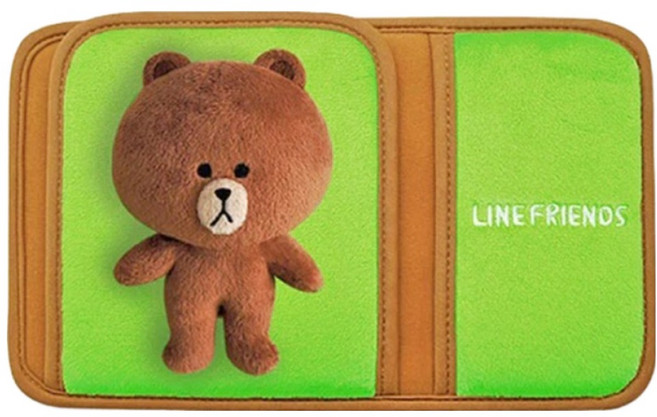 LINE FRIENDS 絨毛 多功能遮陽板置物夾, 1個, 綠色