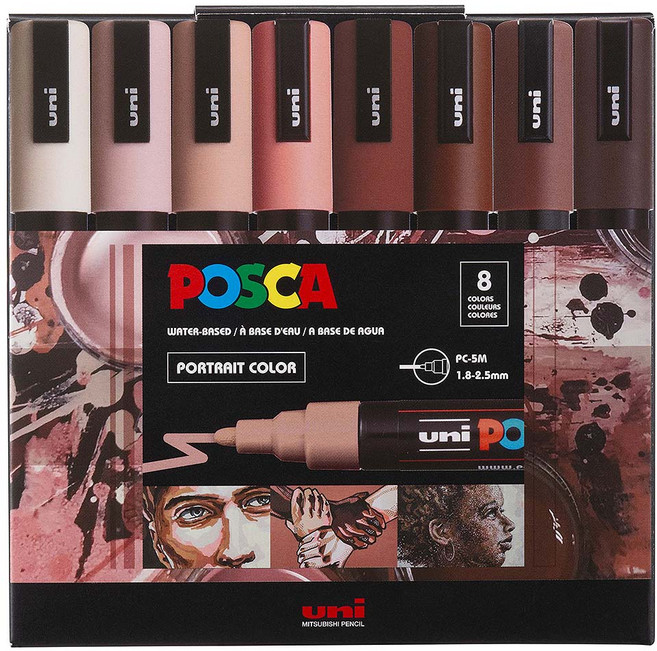 POSCA 粗字麥克筆組 PORTRAIT COLORS PC-5M, 1套, 8色