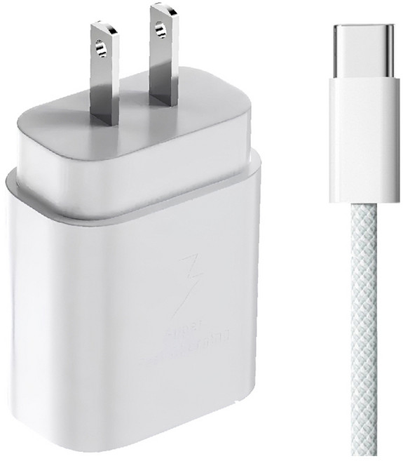 25W 1孔 Type-C to Type-C 快充組 充電器 PD快充 0.3m iPhone 15相容 白色 PD快速充電頭保固三個月 PD快速充電編織線保固一年 輸出電流 3A