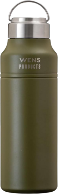 日本 WENS PRODUCTS 1L 軍綠色 輕量 真空隔熱 保溫保冷瓶 防刮 戶外運動水壺 拉環式 螺旋蓋 AWPB-1001KH 1個