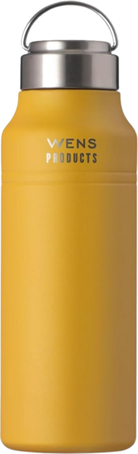 WENS PRODUCTS 拉環式螺旋蓋真空隔熱防刮戶外保溫瓶 AWPB-1001MD, 1個, 1L, 芥末黃