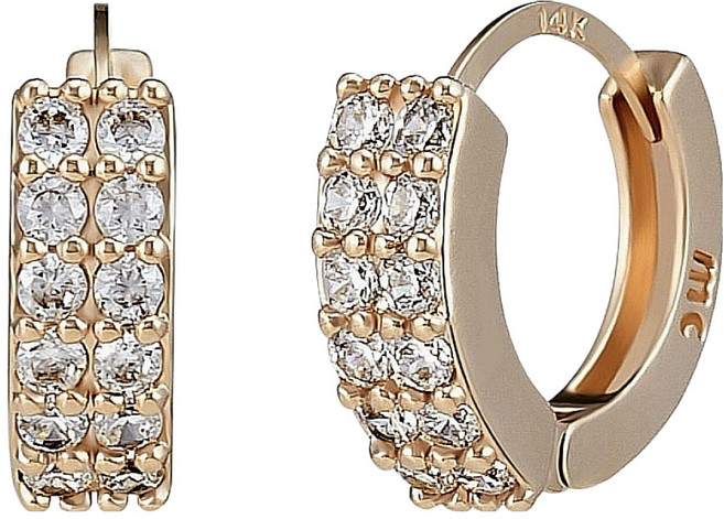 Monograph 女用 14K Gold Plating Sandra 銀針迷你圈單觸式方晶鋯石耳環飾品 MGER050S