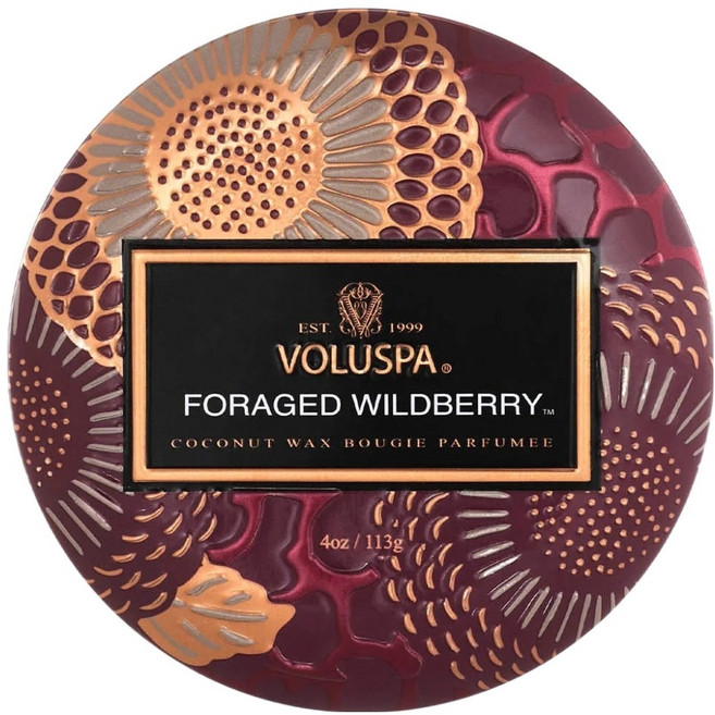 VOLUSPA 葚野莓 迷你錫蠟燭, 落葉 + 黑加侖 + 野生黑莓 + 金琥珀, 113g, 1個