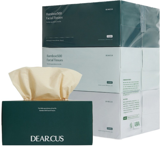DEARCUS Bamboo 500 美容面紙 3層, 150張, 6個