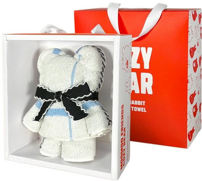 Songwol 松月 Mumu Friends Cozy Bear 小熊毛巾 200g 30支 精梳棉 + 包裝禮盒組, 米色, 1套