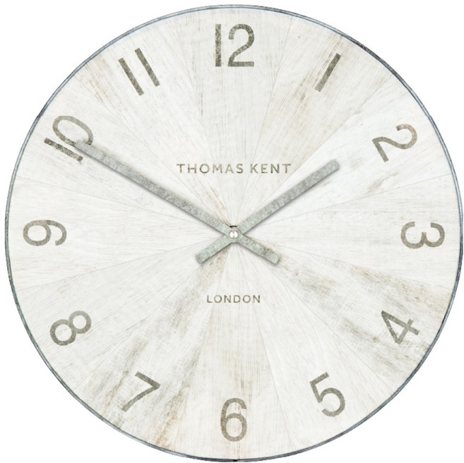英國 THOMAS KENT Wharf 15吋 木紋掛鐘 白色