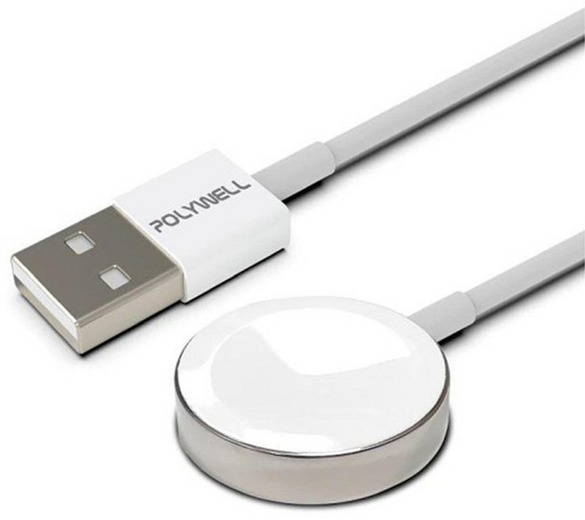 POLYWELL 寶利威爾 USB磁吸充電線 PW15-T65-0639 1m, 白色, 1條