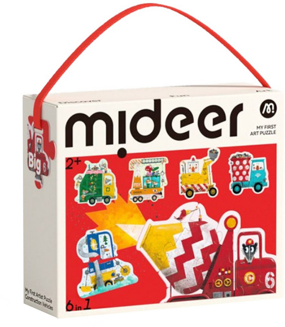 mideer 6合1拼圖, 工程車, 63片, 1盒