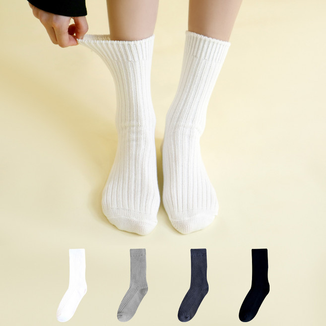 Mysock 女款厚實羅紋針織冬季襪 4雙組