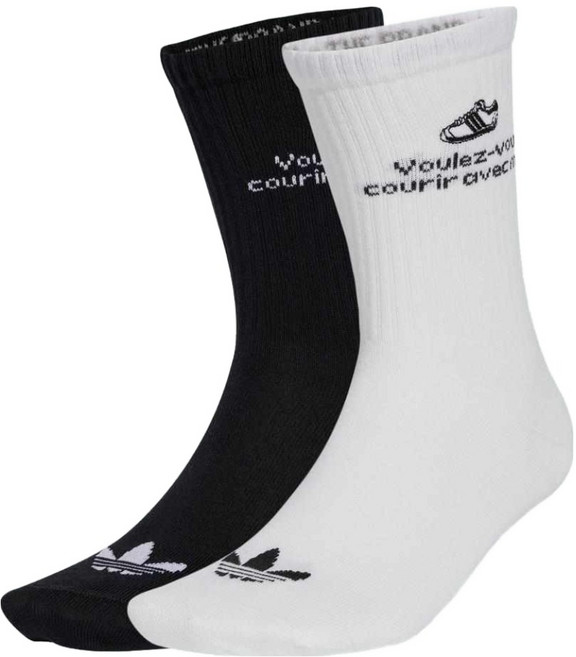 adidas 愛迪達 WORDING CR 2P 中筒襪 2雙組 JC8683, 白色 + 黑色, 1套