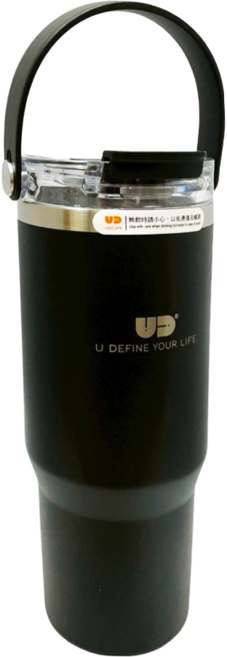 UdiLife 優的生活大師 樂司 不鏽鋼手提雙飲杯, 1個, 900ml, 霧黑色