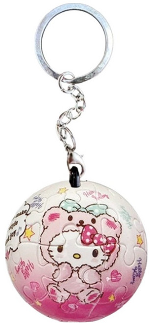 HUNDRED PICTURES 百耘圖 立體球型拼圖鑰匙圈, Hello Kitty 可愛熊熊, 24片, 1組