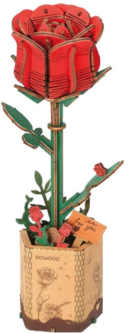 ROWOOD 立體木製組裝模型 紅玫瑰 TW042, 1個