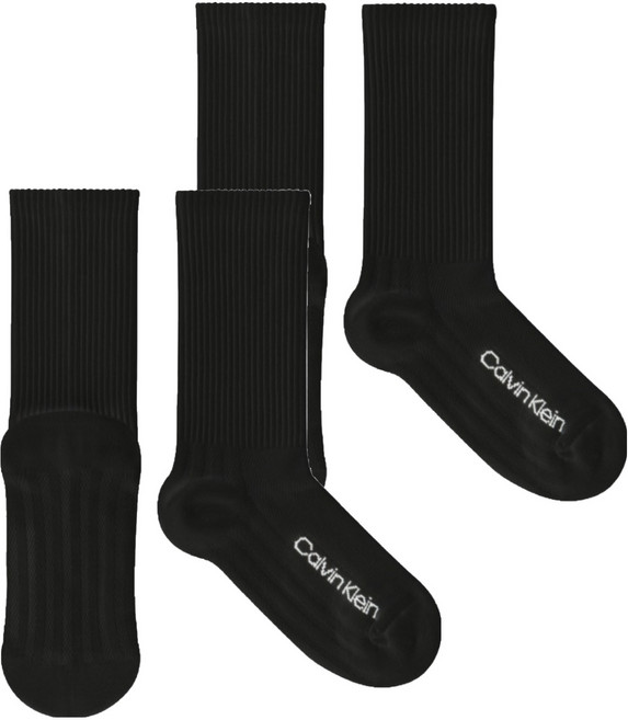 Calvin Klein 凱文克萊 SELECTIVE 氣墊中筒襪 2雙組, 1套, 黑色