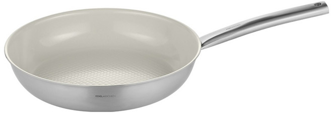 EDELKOCHEN 電磁爐用不鏽鋼三層New Easy Prism平底鍋 奶油陶瓷, 1個, 24cm