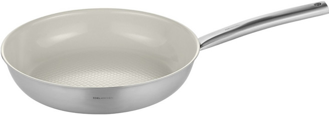 EDELKOCHEN 電磁爐用不鏽鋼三層New Easy Prism平底鍋 奶油陶瓷, 1個, 28cm