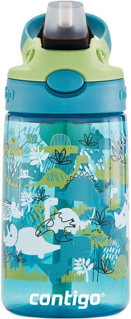 contigo Easy Clean 吸管隨行杯, 綠色恐龍男孩, 1個, 420ml