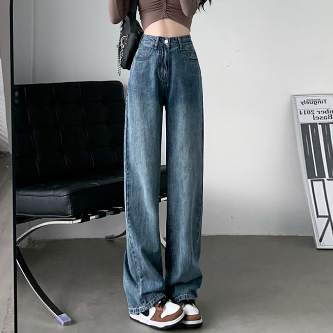 MarketA 女款水洗高腰柔軟丹寧褲