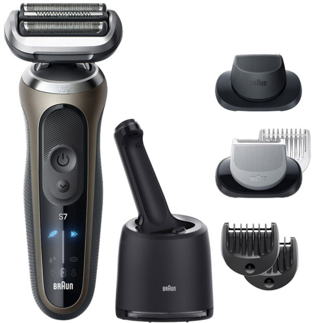 BRAUn 百靈 Series 7 Pro 往返式 電動刮鬍刀 金色 72-C7650cc 附匣式清潔液 自動清潔充電系統 旅行盒 鬢毛刀配件 台灣原廠公司貨 保固2年