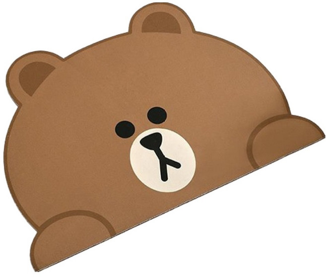 LINE FRIENDS 珪藻土臉部造型地墊 KP011, 棕色