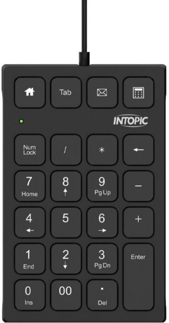 INTOPIC 廣鼎 USB Wired 數字鍵盤 黑色 KBD-N108 23鍵減音按鍵 支援MacOS Windows/OS相容 非人為因素保固一年