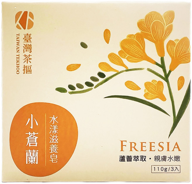 TAIWAN TEKHOO 臺灣茶摳 小蒼蘭水漾滋養皂, 3個