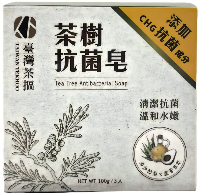 TAIWAN TEKHOO 臺灣茶摳 茶樹抗菌皂, 3個, 100g